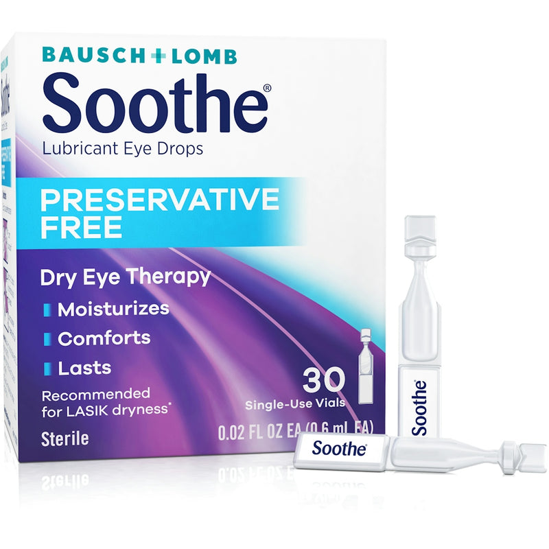 Soothe Soothe Bausch + Lomb Preservative Free Lubricant Eye Drops 30 0.02 Fl Oz Bottles Health & Beauty