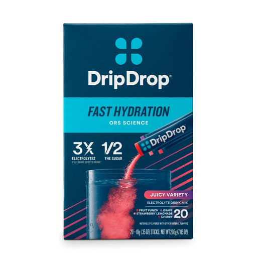 Drip Drop Drip Drop Dehydration Relief Fast Juicy Electrolyte Drink Mix Variety Carton Powdered Beverage Mixes