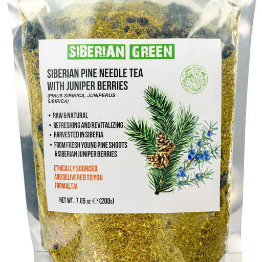 SiberianGreen.com White Pine Needle Tea Loose Powder with Juniper Berries 200g – 100% Natural & Organic from Siberian Green Tea & Infusions