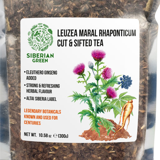 SiberianGreen.com Maral Leuzea Root with Eleuthero Siberian Ginseng - 100% Natural Powder Tea & Infusions
