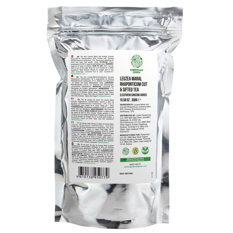 SiberianGreen.com Maral Leuzea Root with Eleuthero Siberian Ginseng - 100% Natural Powder Tea & Infusions