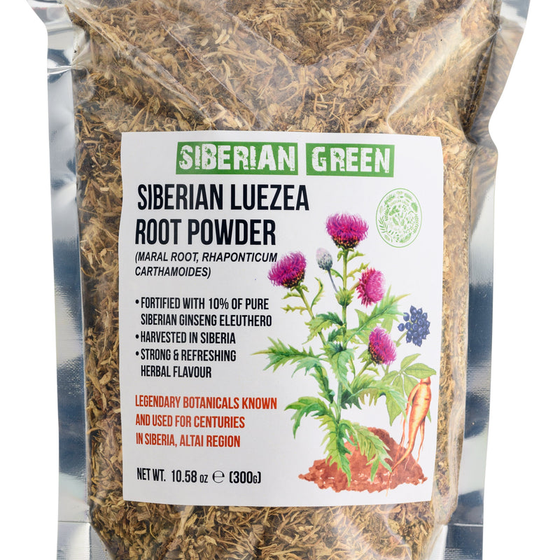 SiberianGreen.com Maral Leuzea Root with Eleuthero Siberian Ginseng - 100% Natural Powder Tea & Infusions