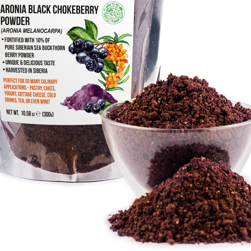 SiberianGreen.com Siberian Green - Black Aronia Berry & Sea Buckthorn Powder – 300g (10.58 oz) Tea & Infusions