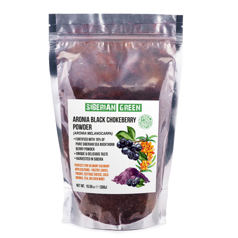 SiberianGreen.com Siberian Green - Black Aronia Berry & Sea Buckthorn Powder – 300g (10.58 oz) Tea & Infusions