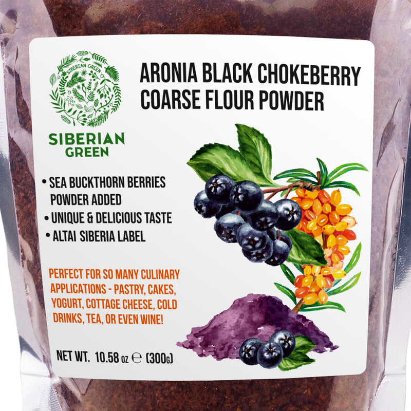 SiberianGreen.com Siberian Green - Black Aronia Berry & Sea Buckthorn Powder – 300g (10.58 oz) Tea & Infusions