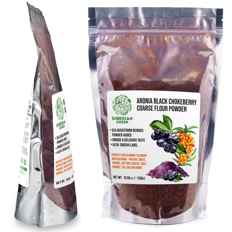 SiberianGreen.com Siberian Green - Black Aronia Berry & Sea Buckthorn Powder – 300g (10.58 oz) Tea & Infusions