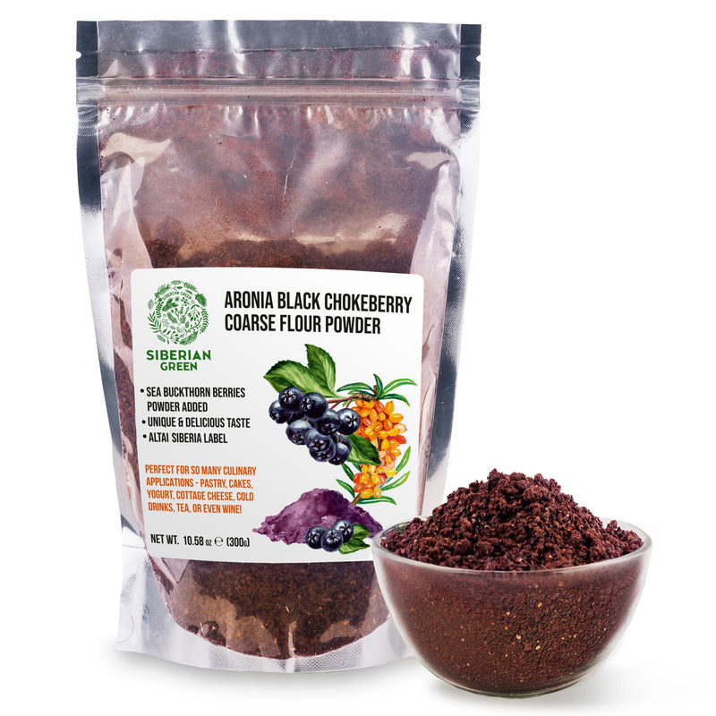 SiberianGreen.com Siberian Green - Black Aronia Berry & Sea Buckthorn Powder – 300g (10.58 oz) Tea & Infusions