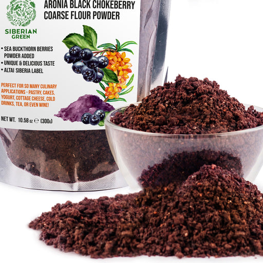 SiberianGreen.com Siberian Green - Black Aronia Berry & Sea Buckthorn Powder – 300g (10.58 oz) Tea & Infusions