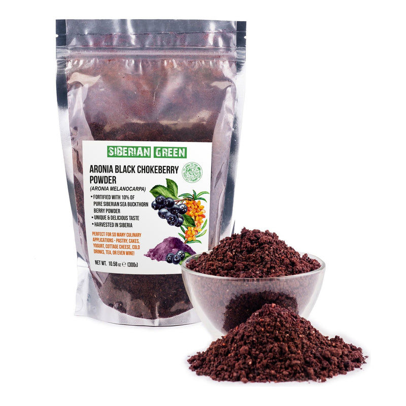 SiberianGreen.com Siberian Green - Black Aronia Berry & Sea Buckthorn Powder – 300g (10.58 oz) Tea & Infusions