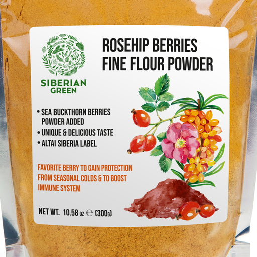 SiberianGreen.com Siberian Rose Hips with Sea Buckthorn Berries Powder – 300g (10.58 oz) Tea & Infusions