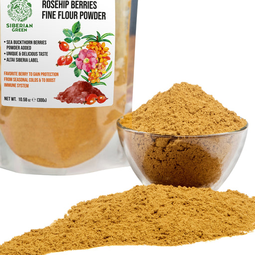 SiberianGreen.com Siberian Rose Hips with Sea Buckthorn Berries Powder – 300g (10.58 oz) Tea & Infusions