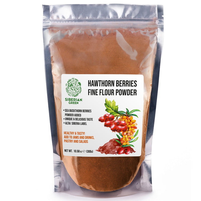 SiberianGreen.com Siberian Hawthorn Powder with Sea Buckthorn – 300g Tea & Infusions