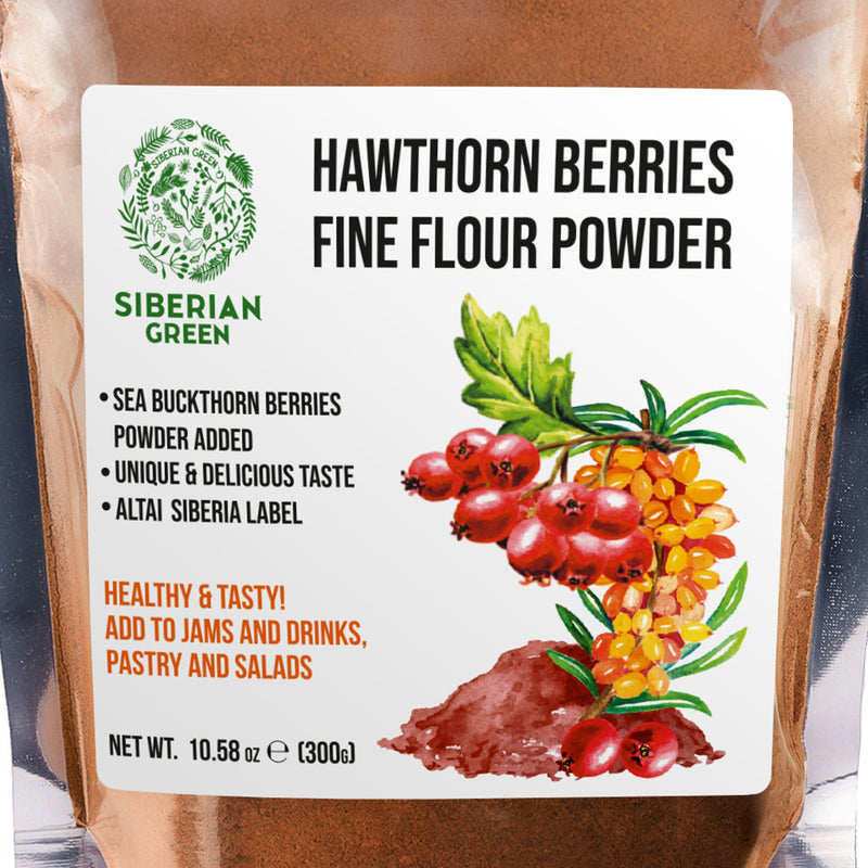 SiberianGreen.com Siberian Hawthorn Powder with Sea Buckthorn – 300g Tea & Infusions