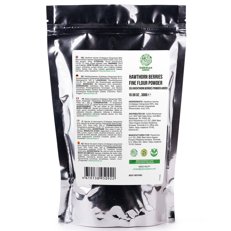 SiberianGreen.com Siberian Hawthorn Powder with Sea Buckthorn – 300g Tea & Infusions