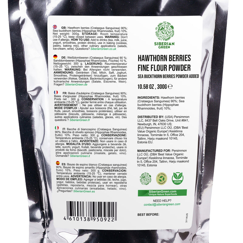 SiberianGreen.com Siberian Hawthorn Powder with Sea Buckthorn – 300g Tea & Infusions