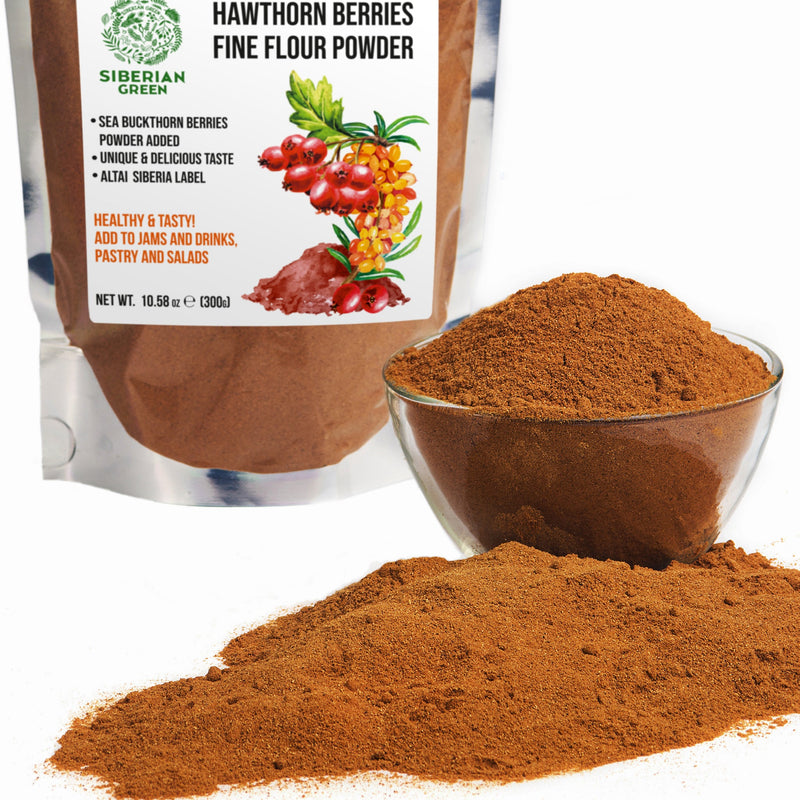 SiberianGreen.com Siberian Hawthorn Powder with Sea Buckthorn – 300g Tea & Infusions
