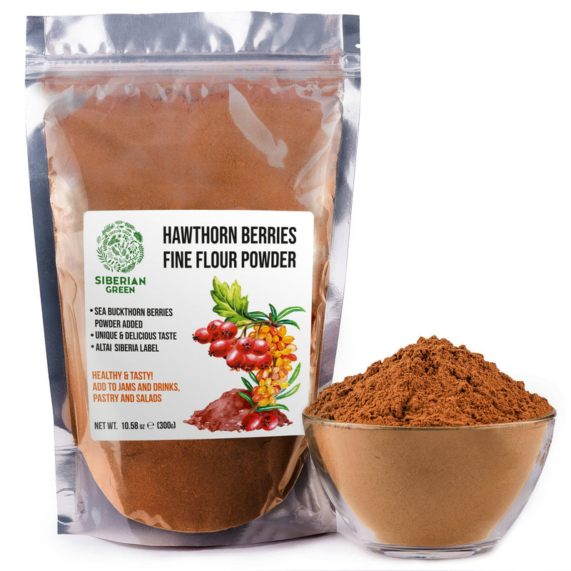 SiberianGreen.com Siberian Hawthorn Powder with Sea Buckthorn – 300g Tea & Infusions