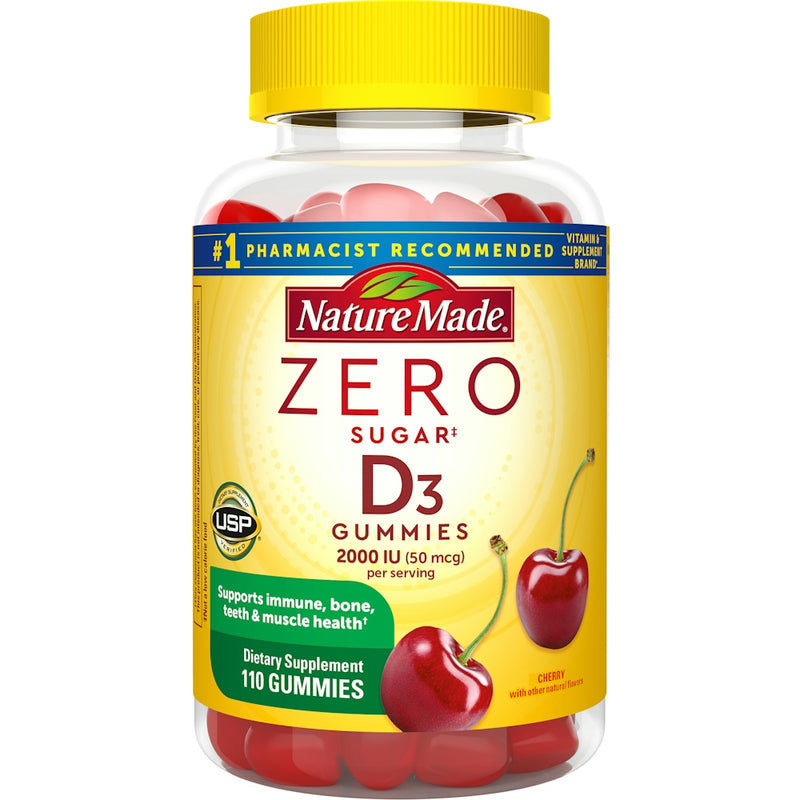 Nature Made Nature Made Vitamin D3, Cherry, Zero Sugar, 2000 IU, Gummies Vitamins & Supplements
