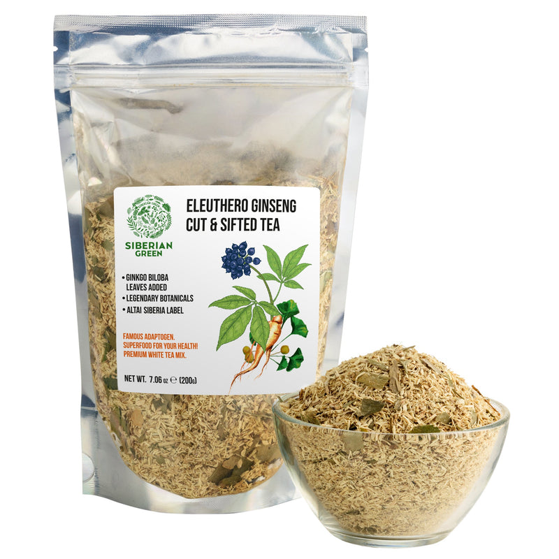 SiberianGreen.com Organic Siberian Ginseng Powder with 10% Ginkgo Biloba Tea & Infusions
