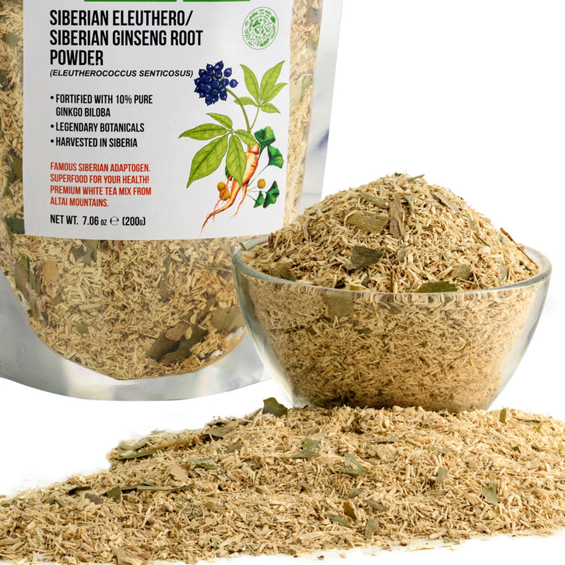 SiberianGreen.com Organic Siberian Ginseng Powder with 10% Ginkgo Biloba Tea & Infusions