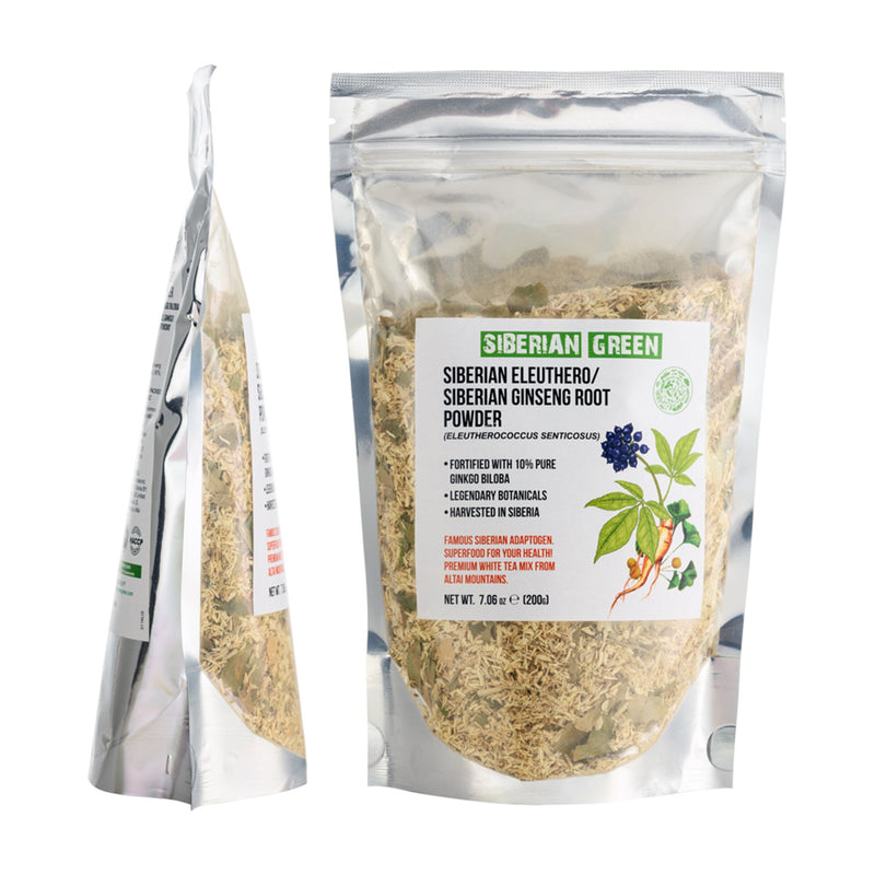 SiberianGreen.com Organic Siberian Ginseng Powder with 10% Ginkgo Biloba Tea & Infusions