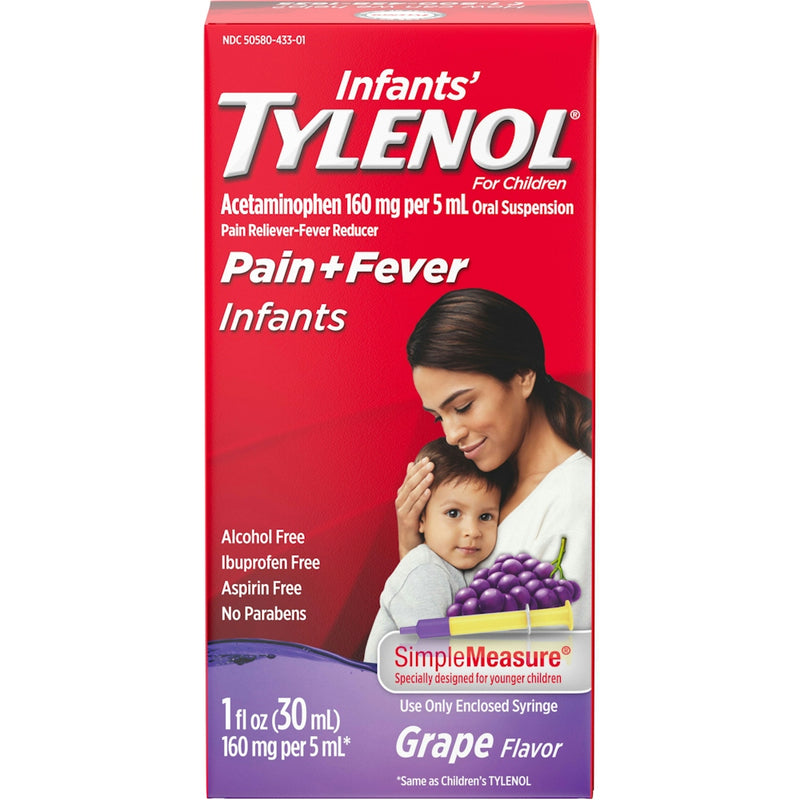 Infant's Tylenol Infants' Tylenol Oral Suspension, Pain & Fever Relief, Grape Flavor, 1 fl oz Medicine & Drugs