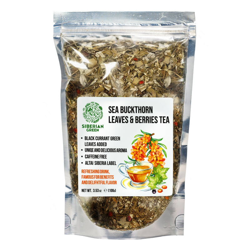 SiberianGreen.com Siberian Green Sea Buckthorn Tea with Black Currant Leaves – Wild-Harvested & Caffeine-Free Tea & Infusions