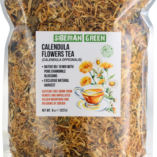 SiberianGreen.com Siberian Green Calendula & Chamomile Tea – Wild Harvested Caffeine-Free (227g / 8 oz) Tea & Infusions