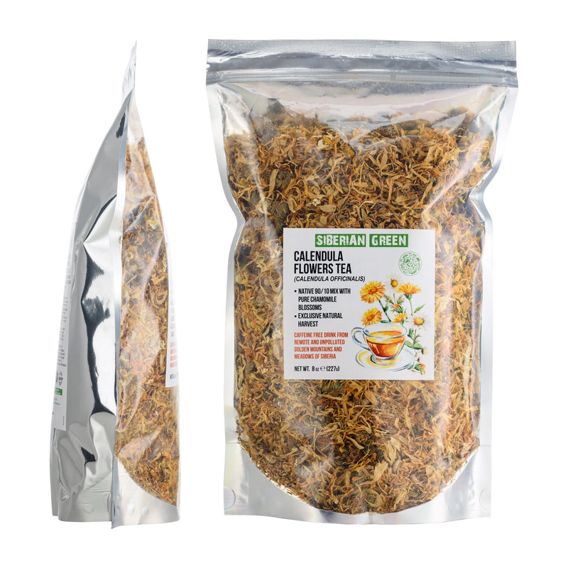 SiberianGreen.com Siberian Green Calendula & Chamomile Tea – Wild Harvested Caffeine-Free (227g / 8 oz) Tea & Infusions