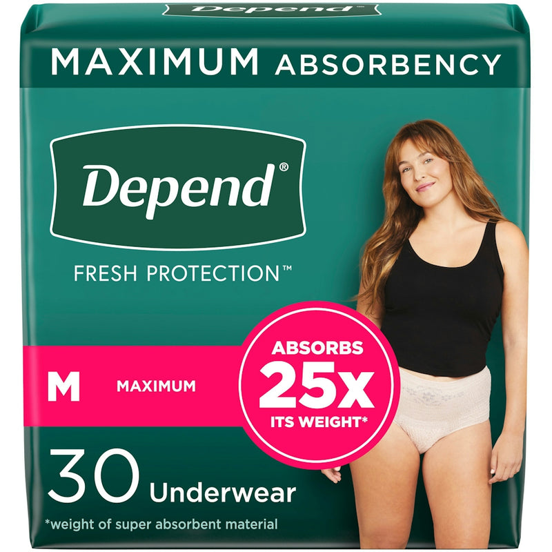 Depend Depend Fresh Protection Incontinence Underwear for Women, Size Medium, 32 Count Incontinence Aids