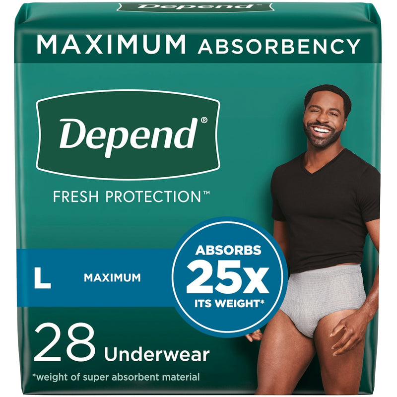 Depend Depend Fit-Flex Adult Incontinence Underwear For Men, Disposable, Maximum Absorbency, Large, Grey Personal Care