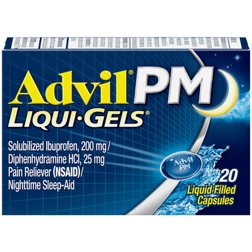 Advil Advil PM (20 Count) Pain Reliever / Nighttime Sleep Aid Liquid Filled Capsule 200Mg Ibuprofen 25Mg Diphenhydramine Health & Beauty