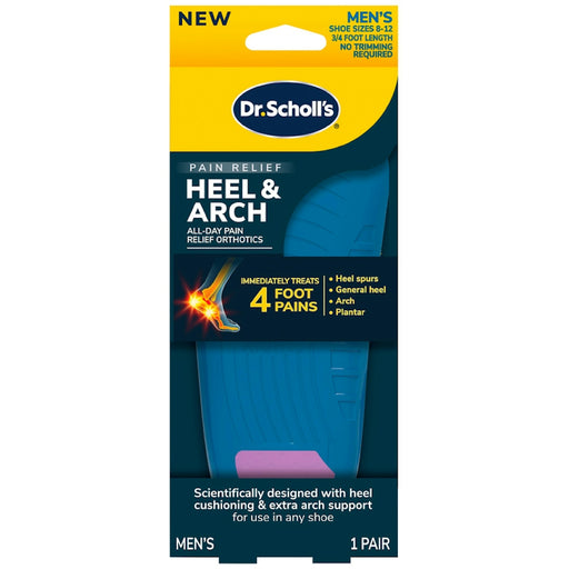 Dr. Scholl's Dr. Scholl's Orthotics, Heel & Arch, Pain Relief, Men's, Shoe Sizes 8-12 Arch Supports