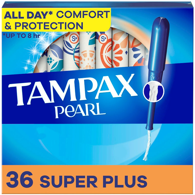 Tampax Tampax Pearl Tampons Super Plus Absorbency With Leak Guard Braid, Unscented Tampons Deep Sky Blue