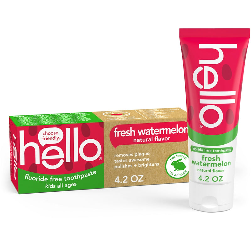 Hello Hello Kids Natural Fluoride Free Toothpaste, Fresh Watermelon Toothpaste