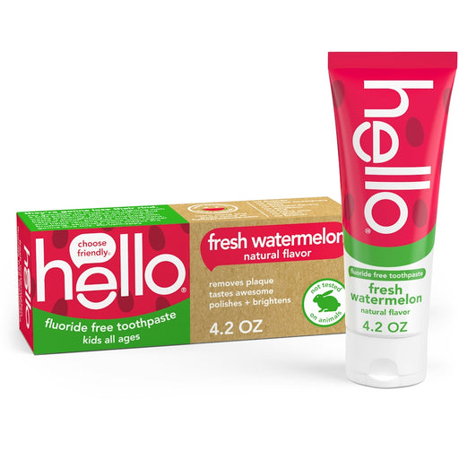 Hello Hello Kids Natural Fluoride Free Toothpaste, Fresh Watermelon Toothpaste