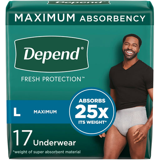 Depend Depend Fresh Protection Incontinence Underwear for Men, Size Large, 17 Count Incontinence Aids