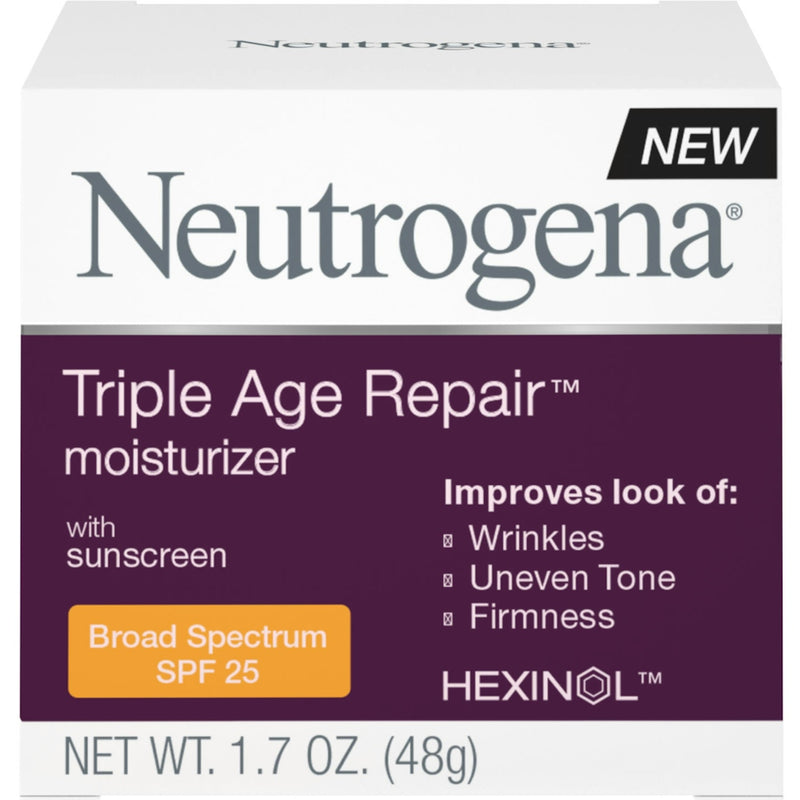 Neutrogena Neutrogena Triple Age Repair Anti-Aging Daily Facial Moisturizer With SPF 25 Sunscreen & Vitamin C, Firming Anti-Wrinkle Face & Neck Cream For Dark Spots, Glycerin & Shea Butter, 1.7 Oz Lotion & Moisturizer