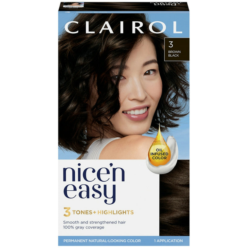 Nice’n Easy Nice’n Easy Clairol Nice 'n Permanent Hair Color, #3 Brown Black Hair Color