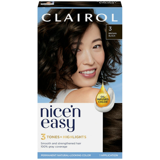 Nice’n Easy Nice’n Easy Clairol Nice 'n Permanent Hair Color, #3 Brown Black Hair Color Black