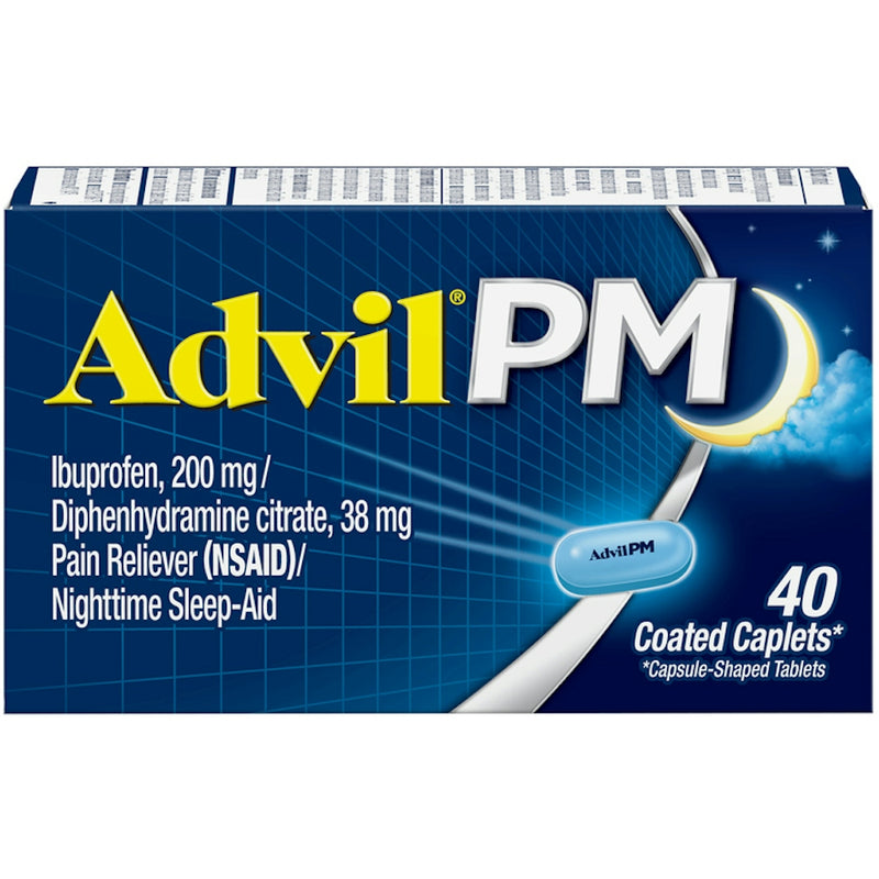 Advil Advil PM 40 Count) Pain Reliever / Nighttime Sleep Aid Coated Caplet, 200mg Ibuprofen, 38mg Diphenhydramine Health & Beauty