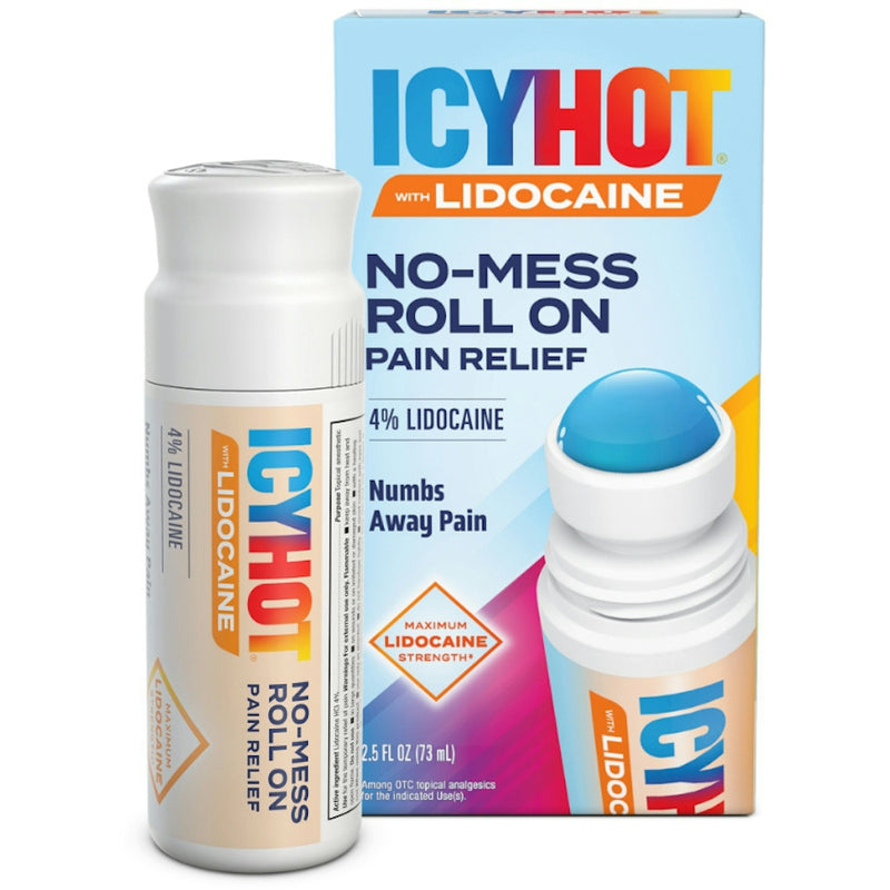 Icy Hot Icy Hot Pain Relief, No Mess, Lidocaine, Maximum Strength, Roll-On 2.5 Fl Oz Health & Beauty