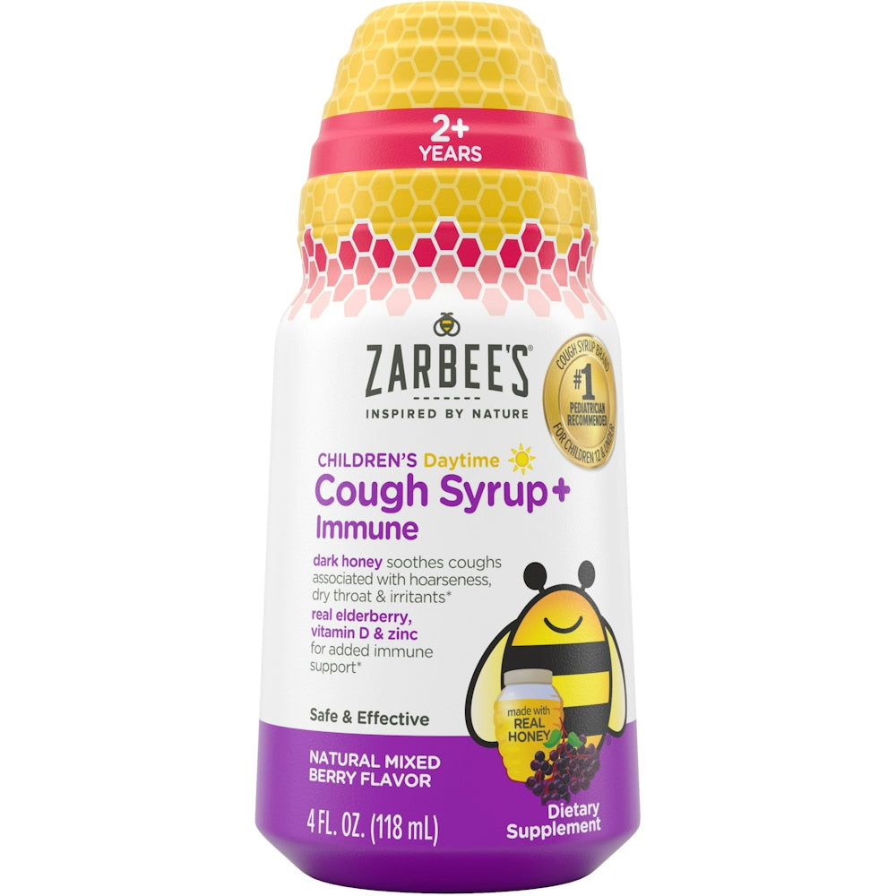 Zinbee Zarbee's Cough Syrup Immune, Daytime, Natural Mixed Berry Flavor, Chil ...