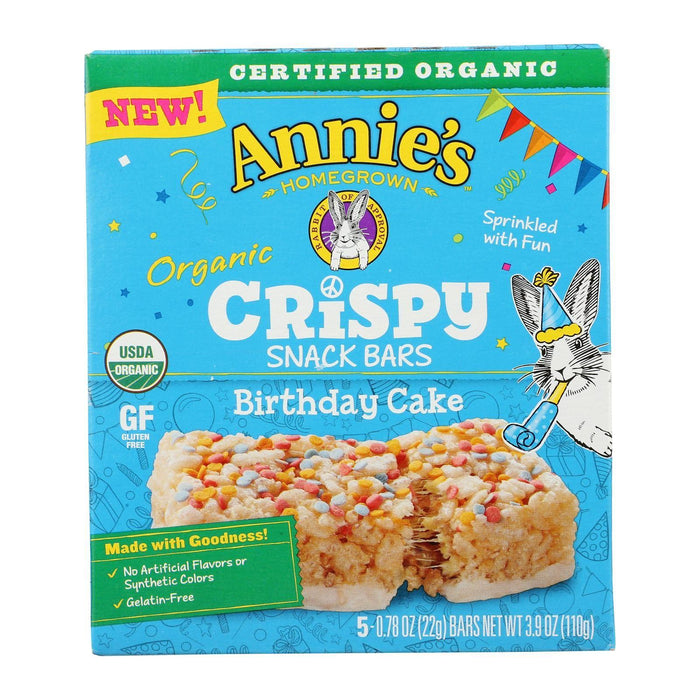 Annie's Homegrown Crispy Snack Bars Birthday Cake (Pack of 8) - 3.9 Oz.