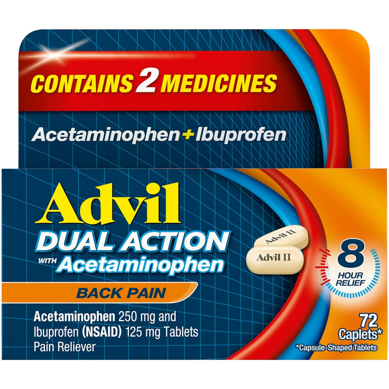 Advil Advil Dual Action With Acetaminophen Back Pain Caplets First Aid