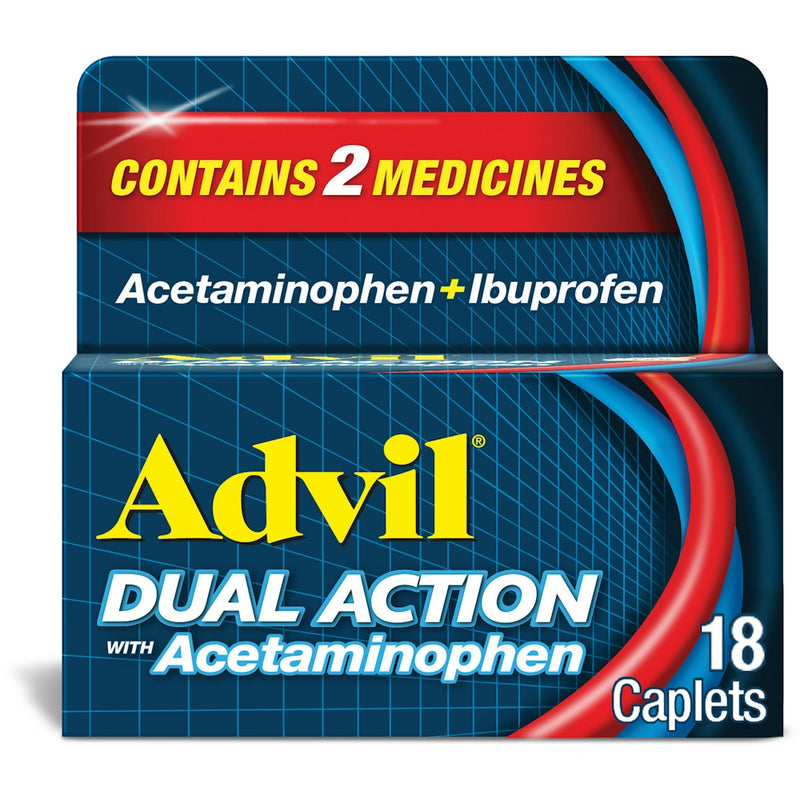 Advil Advil Caplets Dual Action With Acetaminophen Pain Reliever 18 ct Health & Beauty