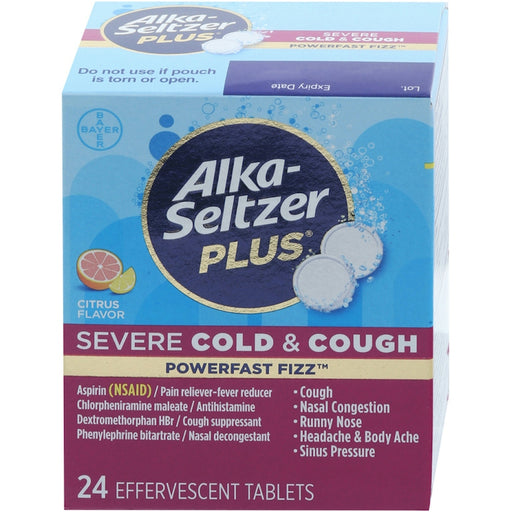 Alka-Seltzer Alka-Seltzer Plus Severe Cold & Cough Effervescent Tablets Citrus Medicine & Drugs