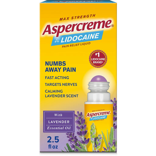 Aspercreme Aspercreme Max Strength Pain Relief Liquid, With 4% Lidocaine, Lavender Essential Oil, 2.5 Fl Oz (73 Ml) Medicine & Drugs