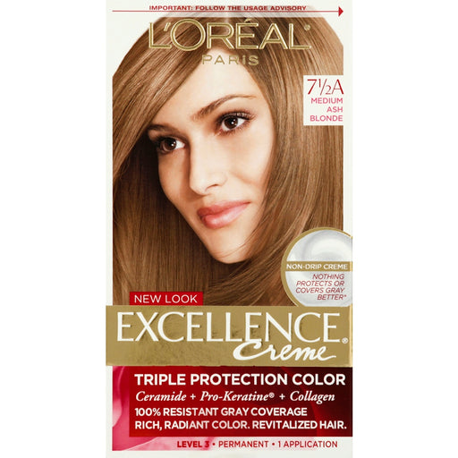 Excellence Excellence L'Oreal Paris Creme Permanent Triple Protection Hair Color 7.5A Medium Ash Blonde Hair Color