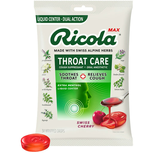 Ricola Ricola Max Throat Care Swiss Cherry Cough Drops Fitness & Nutrition